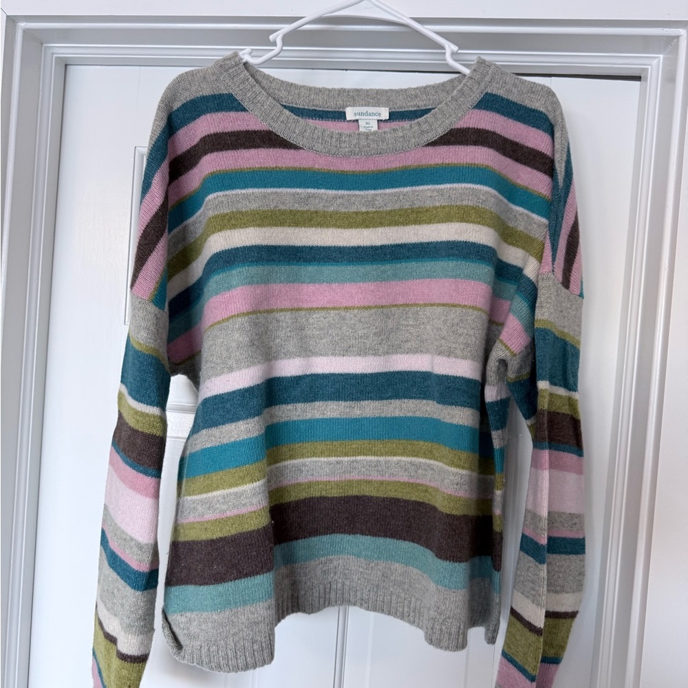 Sundance Multicolor Striped Crew Neck Sweater